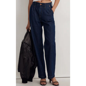 Madewell Baggy Straight Jeans in Woodham Wash: Pleated Edition Size 28